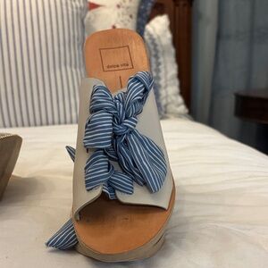 Dolce Vita Women's Blue Striped and White Mules